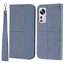 Nahkakotelo Xiaomi 12 Pro Suojaketju Kuori Strappy Woven Leather Style