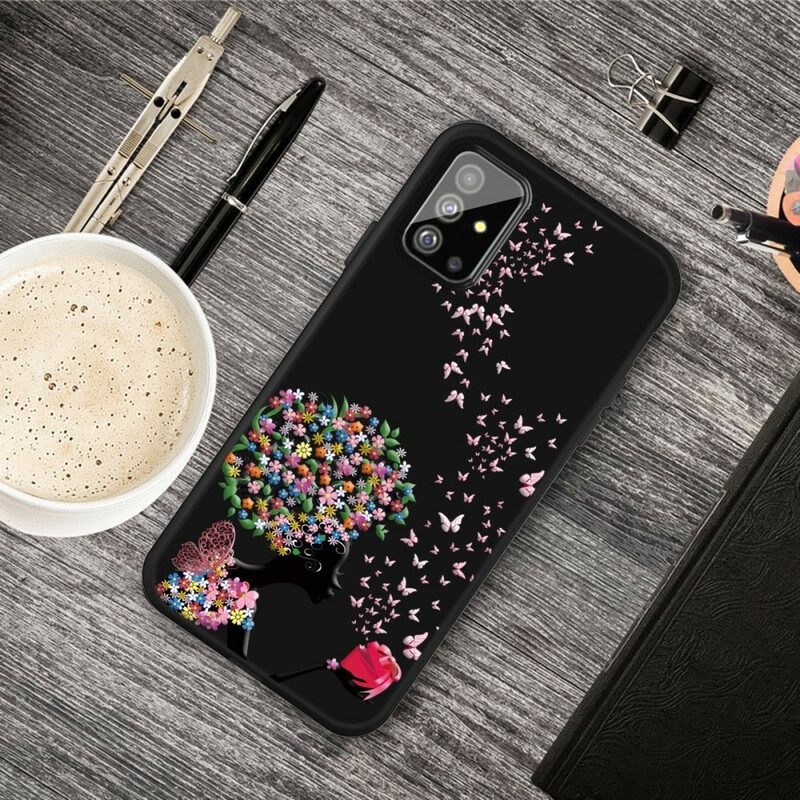 Case Samsung Galaxy A51 Nainen Kukkapäällä