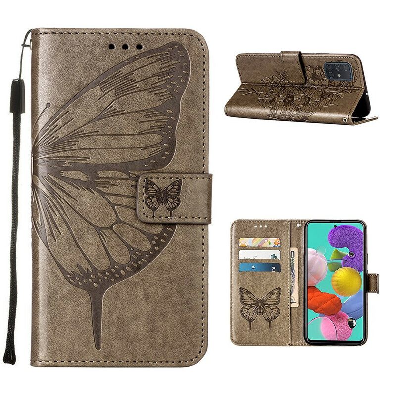 Flip Case Samsung Galaxy A51 Butterfly Design Kaulanauhalla