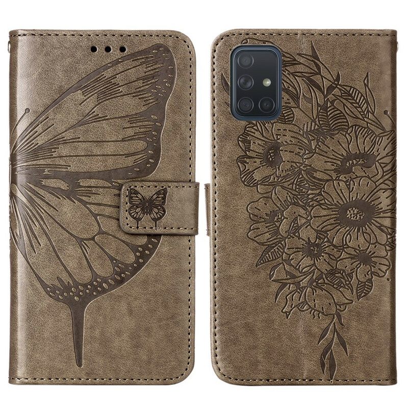 Flip Case Samsung Galaxy A51 Butterfly Design Kaulanauhalla