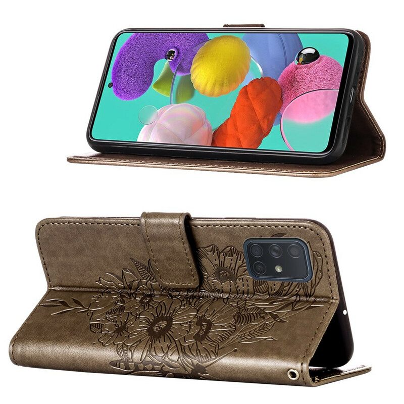 Flip Case Samsung Galaxy A51 Butterfly Design Kaulanauhalla