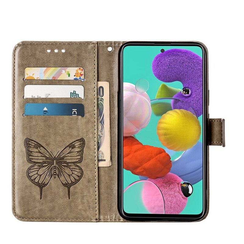 Flip Case Samsung Galaxy A51 Butterfly Design Kaulanauhalla