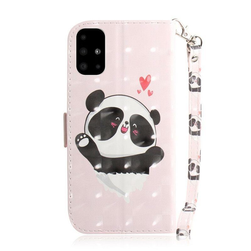 Flip Case Samsung Galaxy A51 Suojaketju Kuori Panda Love In Lanyard