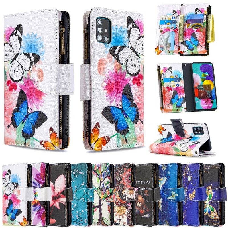 Kotelot Samsung Galaxy A51 Butterflies Vetoketjullinen Tasku