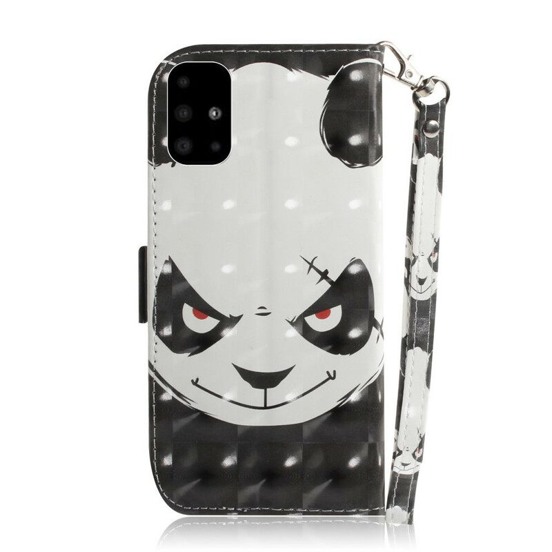 Kotelot Samsung Galaxy A51 Suojaketju Kuori Angry Panda Lanyardissa