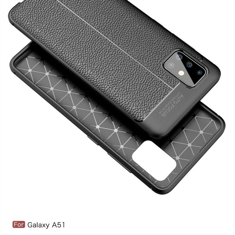 Kuori Samsung Galaxy A51 Double Line Litchi Leather Effect