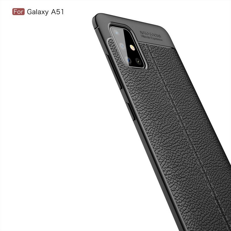 Kuori Samsung Galaxy A51 Double Line Litchi Leather Effect