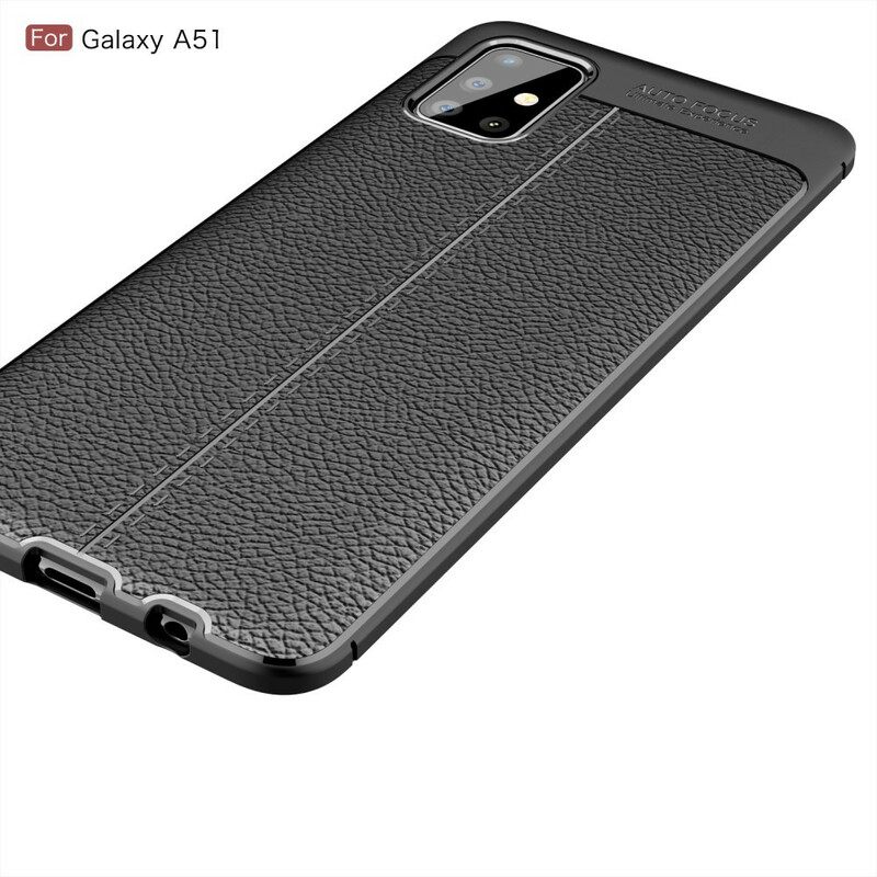 Kuori Samsung Galaxy A51 Double Line Litchi Leather Effect