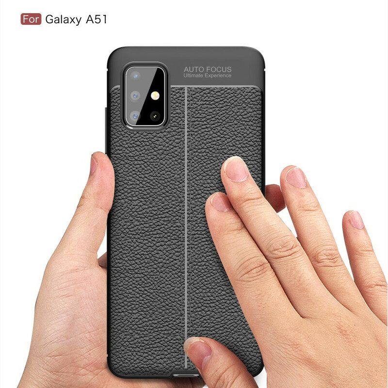 Kuori Samsung Galaxy A51 Double Line Litchi Leather Effect