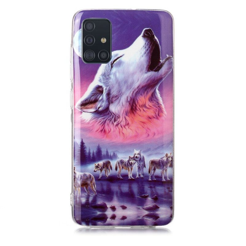 Kuori Samsung Galaxy A51 Fluorescent Wolf Sarja