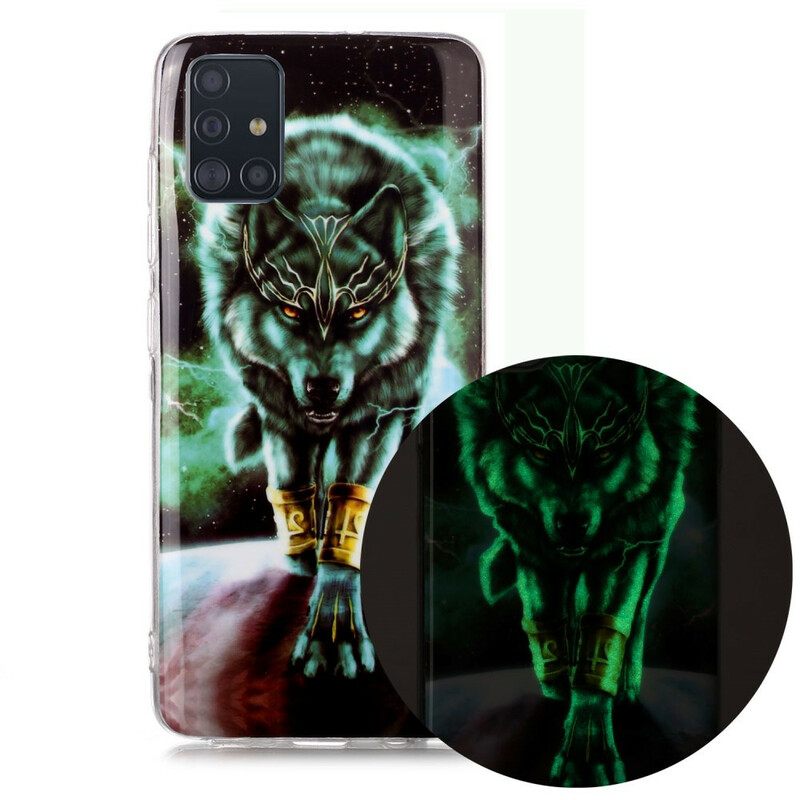 Kuori Samsung Galaxy A51 Fluorescent Wolf Sarja