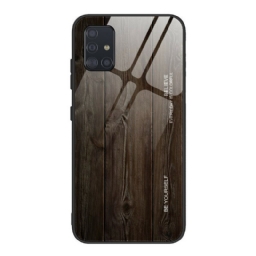 Kuori Samsung Galaxy A51 Tempered Glass Wood Design