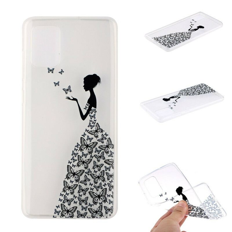 Kuori Samsung Galaxy A51 Transparent Butterflies Mekko