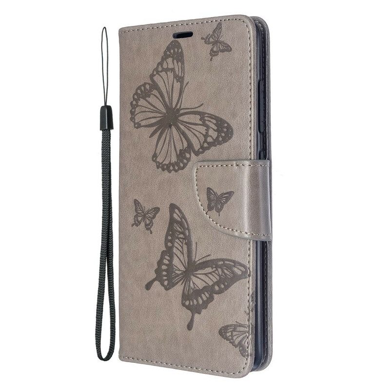 Nahkakotelo Samsung Galaxy A51 Butterflies In Flight With Lanyard