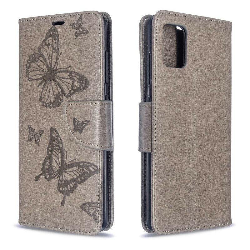 Nahkakotelo Samsung Galaxy A51 Butterflies In Flight With Lanyard