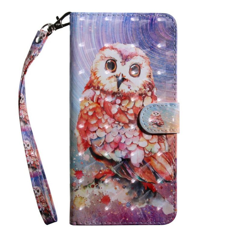 Nahkakotelo Samsung Galaxy A51 Owl The Painter