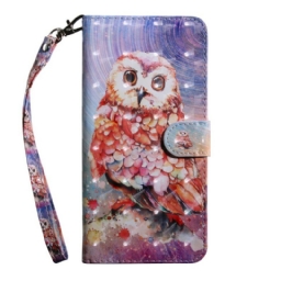 Nahkakotelo Samsung Galaxy A51 Owl The Painter