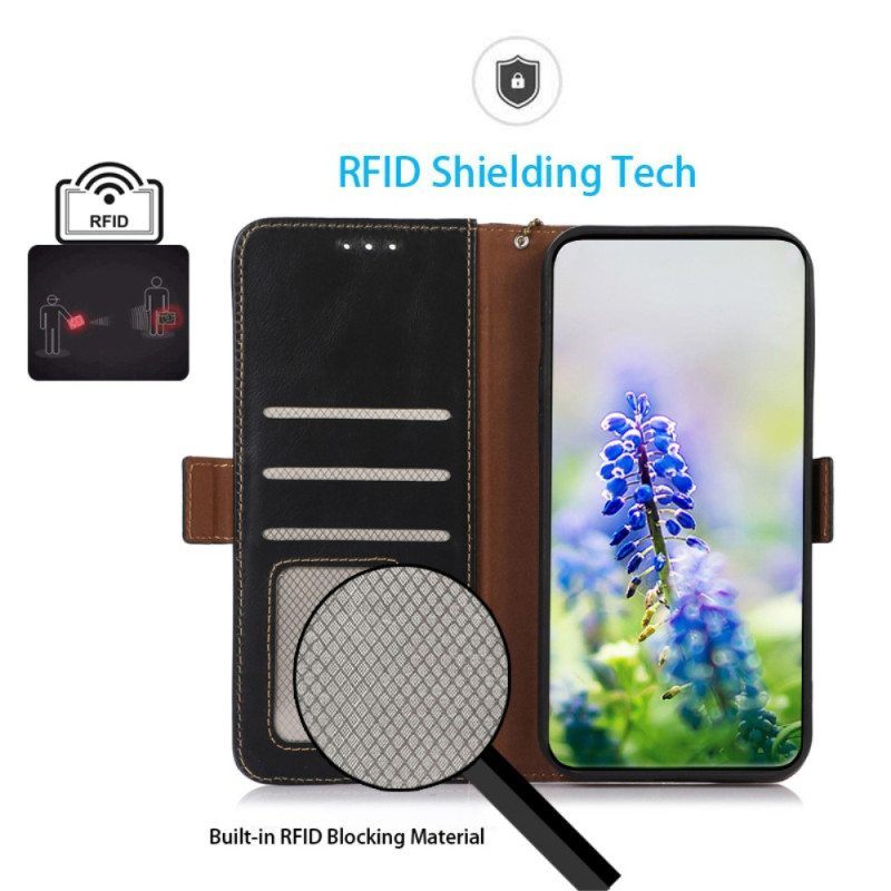 Flip Case Google Pixel 7A Aito Nahka Rfid-toiminto