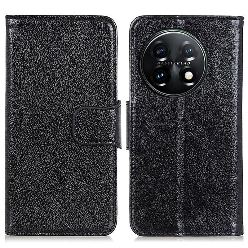 Flip Case OnePlus 11 5G Halkaistu Nappan Nahka