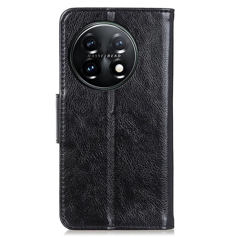 Flip Case OnePlus 11 5G Halkaistu Nappan Nahka