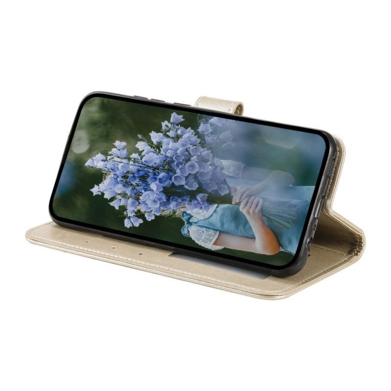 Flip Case Poco X5 Pro 5G Mandala-aurinko Kaulanauhalla