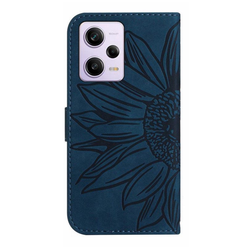 Flip Case Poco X5 Pro 5G Suojaketju Kuori Olkainen Auringonkukka