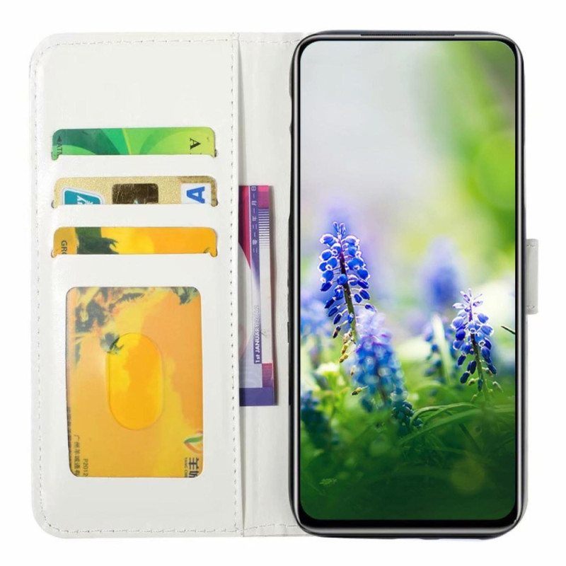 Flip Case Samsung Galaxy A54 5G Suojaketju Kuori Marmoroitu Hihna