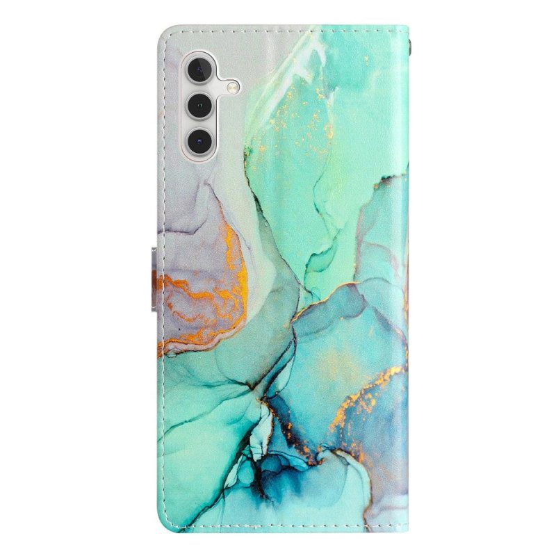 Flip Case Samsung Galaxy A54 5G Suojaketju Kuori Marmoroitu Hihna