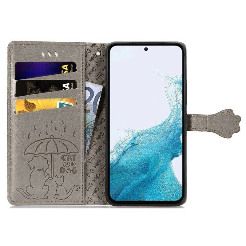 Flip Case Samsung Galaxy A54 5G Suojaketju Kuori Stringit Eläimet