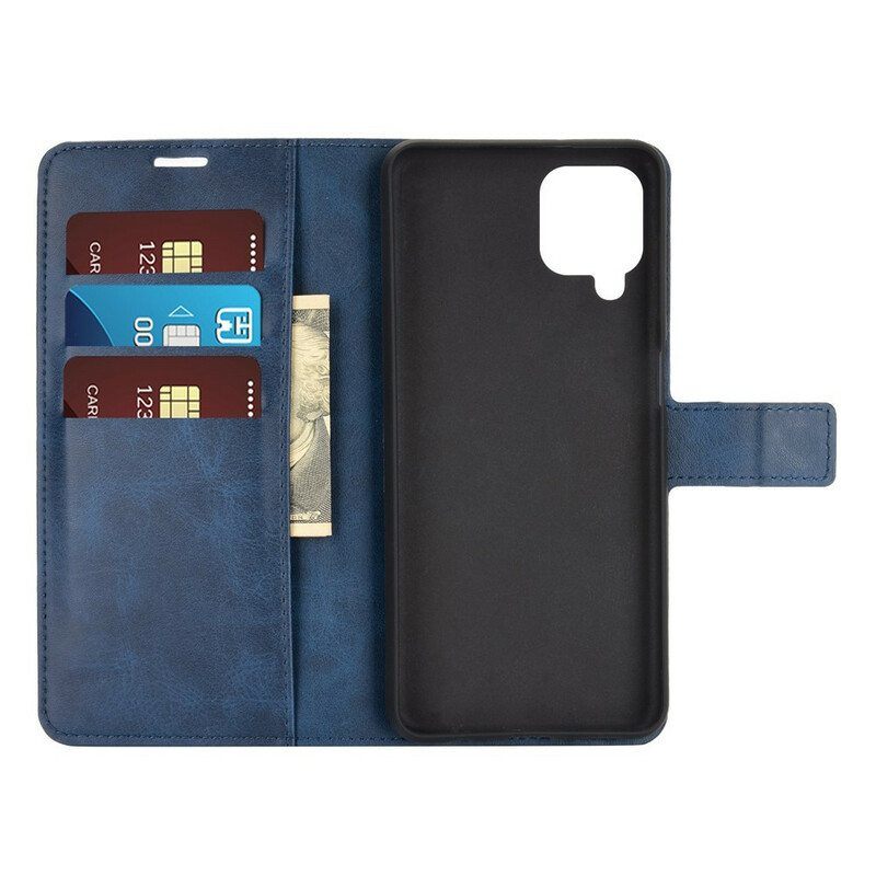 Flip Case Samsung Galaxy M12 / A12 Lasitettu Nahkaefekti