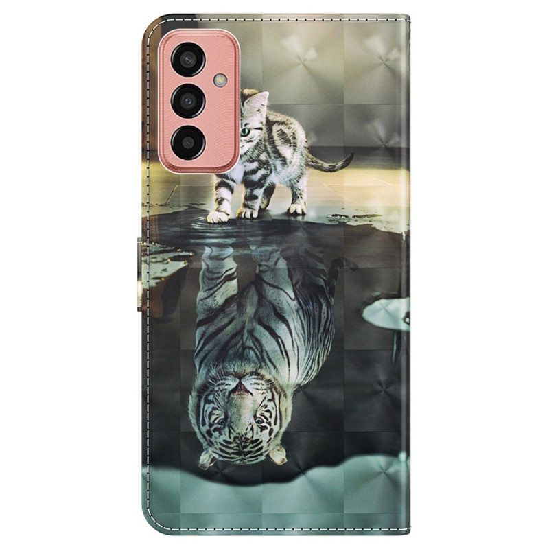 Flip Case Samsung Galaxy M13 Kissanpennun Unelma Kaulanauhan Kanssa