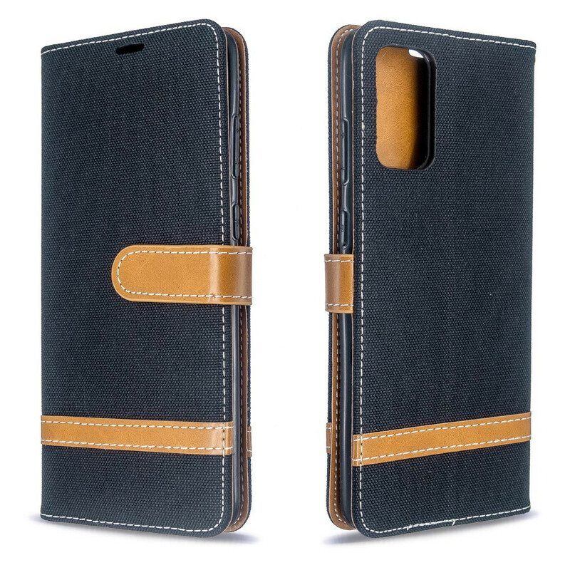 Flip Case Samsung Galaxy S20 Plus / S20 Plus 5G Suojaketju Kuori Kangas- Ja Nahkaefektihihna