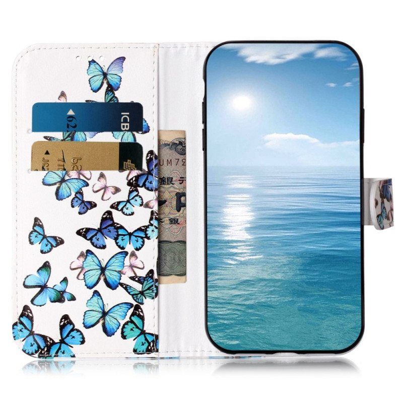 Flip Case Samsung Galaxy S23 Ultra 5G Perhosia Lennossa