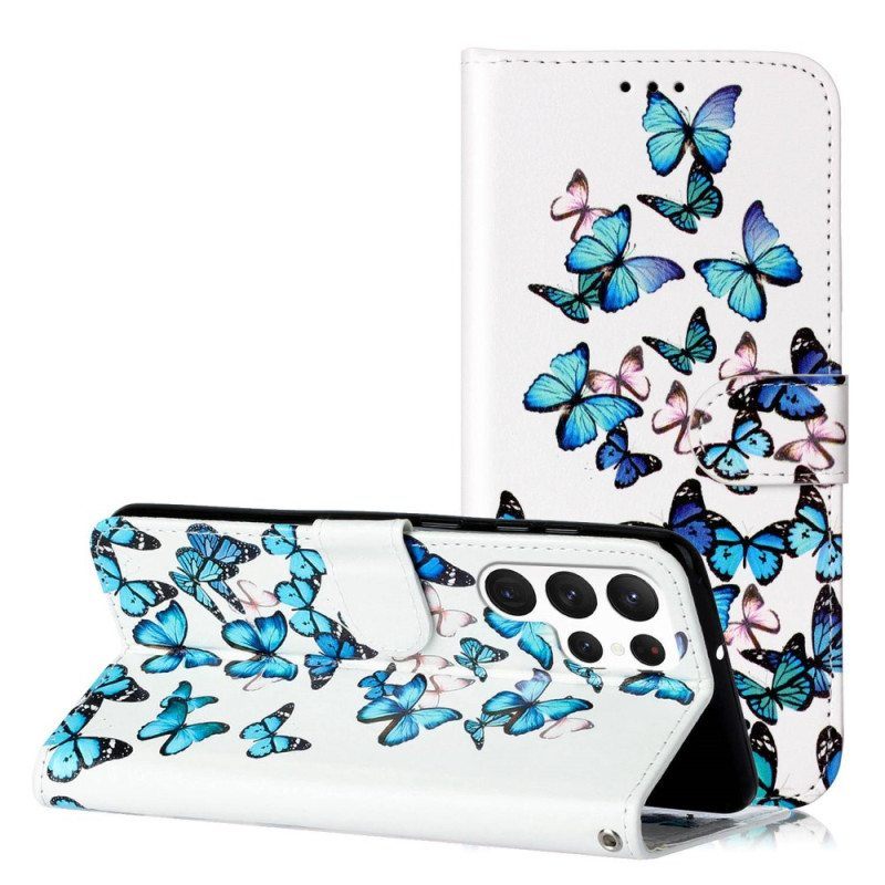 Flip Case Samsung Galaxy S23 Ultra 5G Perhosia Lennossa