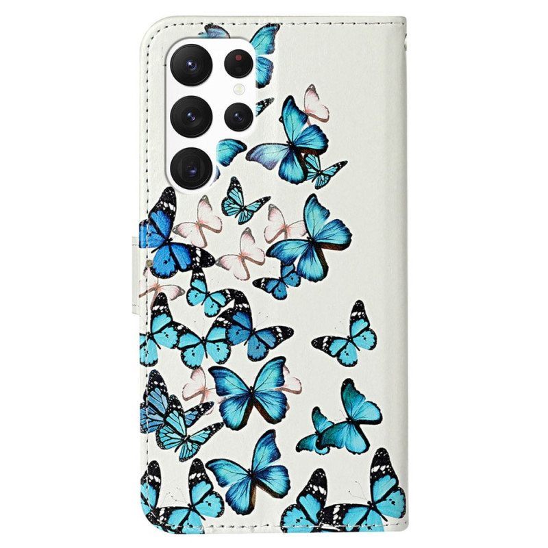 Flip Case Samsung Galaxy S23 Ultra 5G Perhosia Lennossa