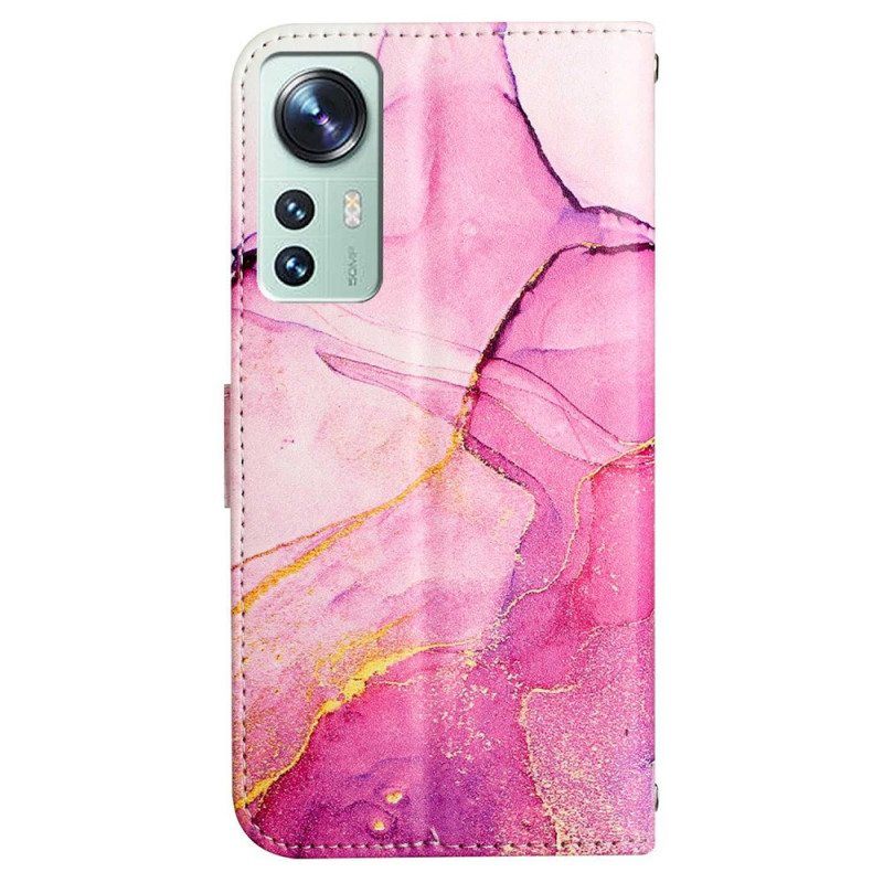 Flip Case Xiaomi 12 / 12X Suojaketju Kuori Strip Marble