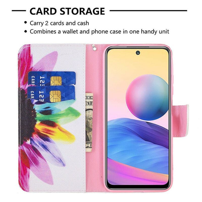 Flip Case Xiaomi Redmi Note 10 5G Akvarelli Kukka