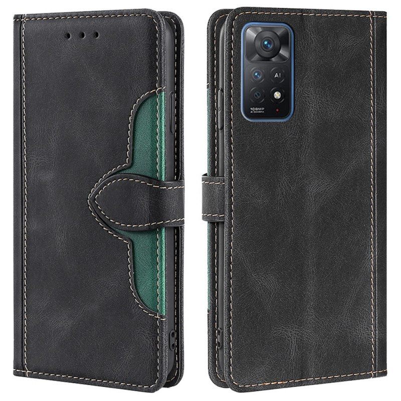 Flip Case Xiaomi Redmi Note 11 Pro / 11 Pro 5G Keinonahka Bicolor Tyylikäs