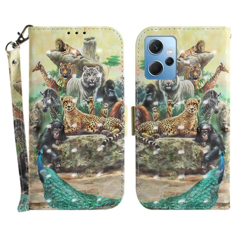 Flip Case Xiaomi Redmi Note 12 4G Suojaketju Kuori Thong Safari Animals