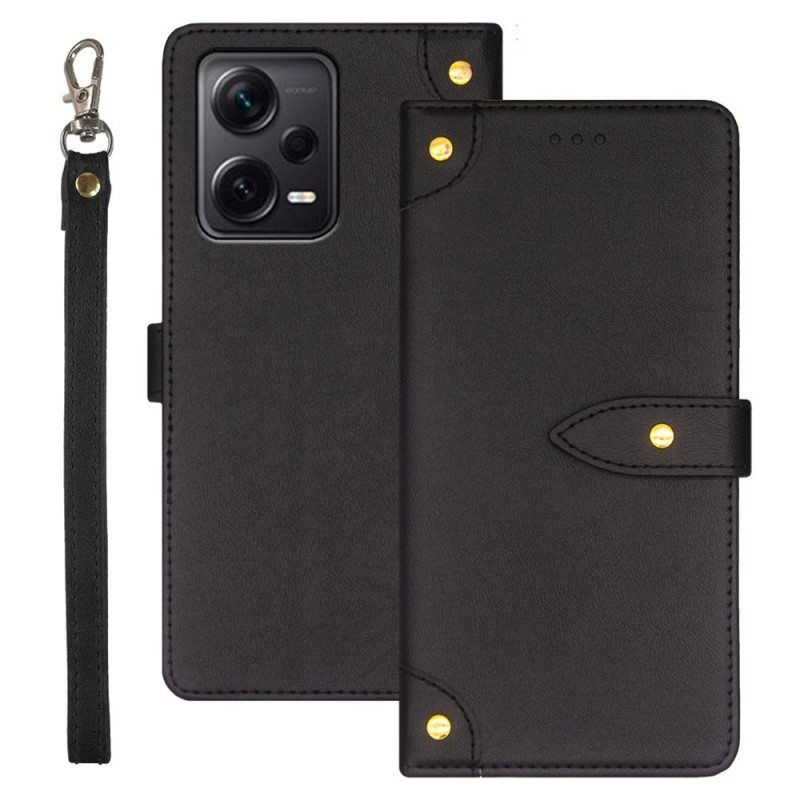 Flip Case Xiaomi Redmi Note 12 Pro Plus Niitit Ja Hihna Idewei