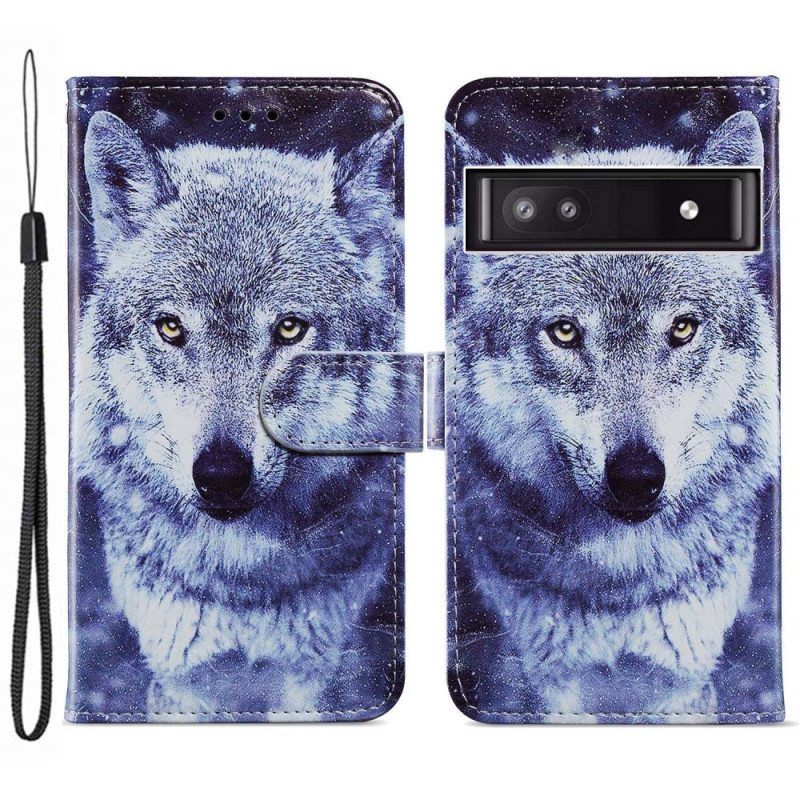 Kotelot Google Pixel 7A Suojaketju Kuori Minun Strappy Wolf