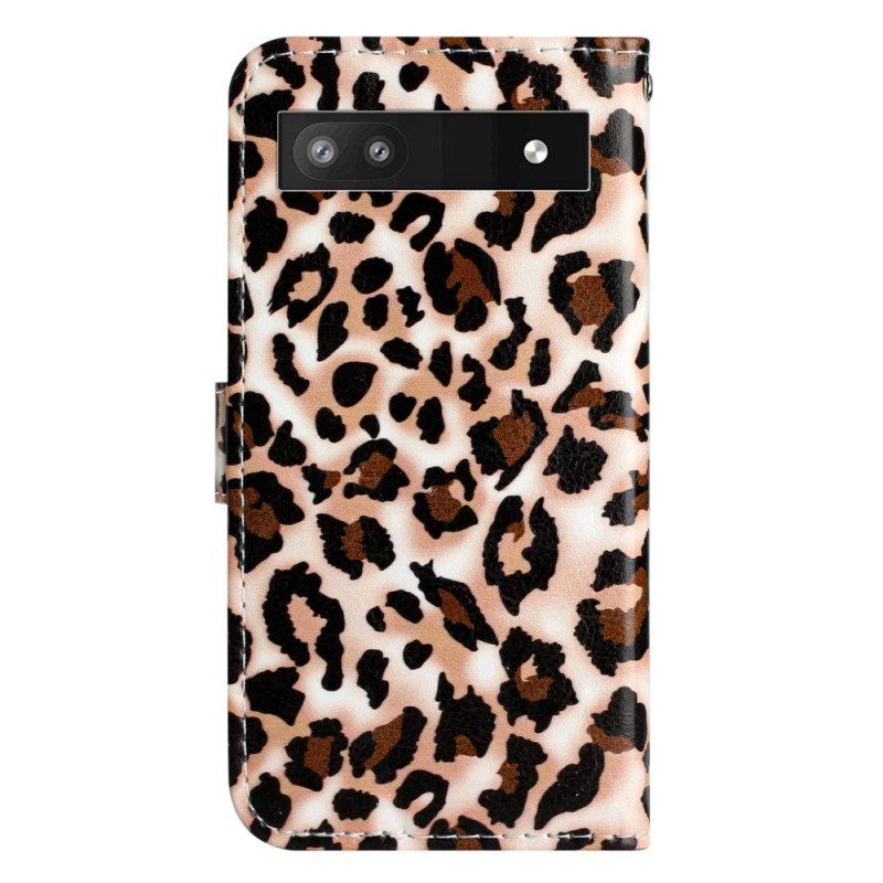 Kotelot Google Pixel 7A Suojaketju Kuori Strappy Leopard Print