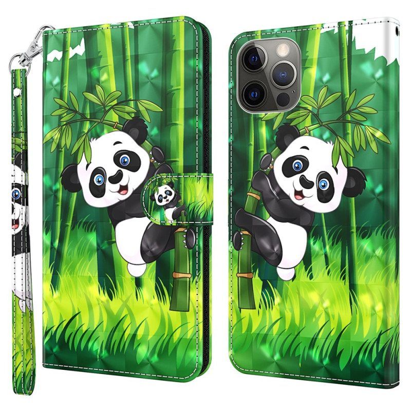 Kotelot iPhone 15 Plus Suojaketju Kuori 3d Bamboo Panda Hihnalla