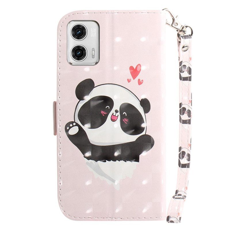 Kotelot Moto G73 5G Suojaketju Kuori Panda Love With Lanyard