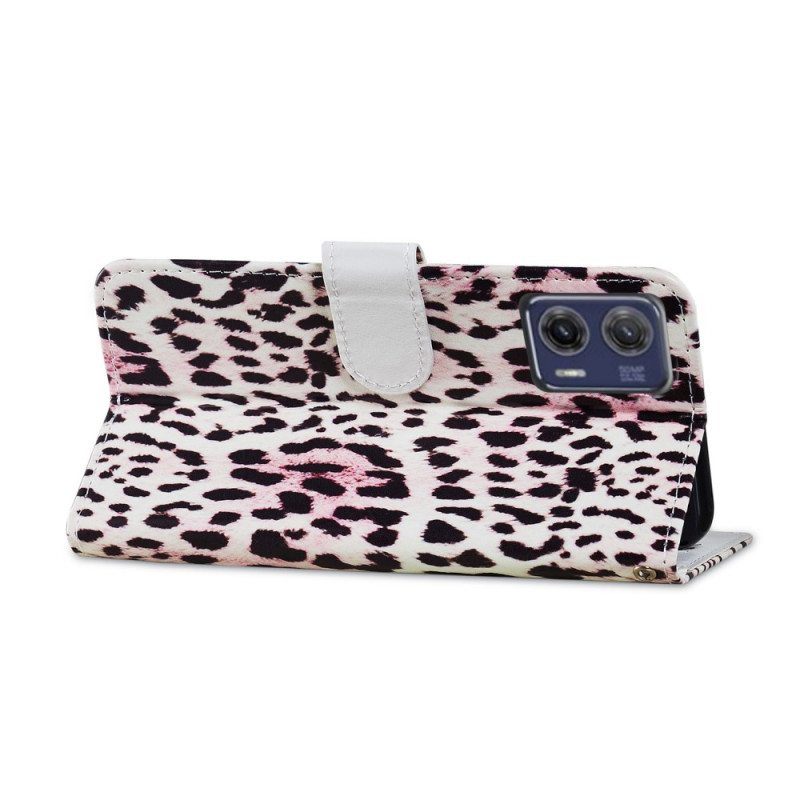 Kotelot Moto G73 5G Suojaketju Kuori Strappy Leopard Style