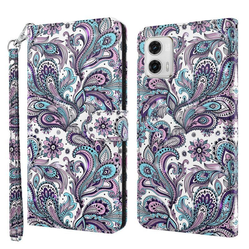 Kotelot Moto G73 5G Suojaketju Kuori Strappy Paisley -kuvio