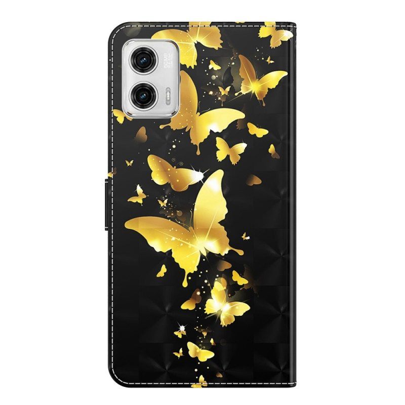 Kotelot Moto G73 5G Suojaketju Kuori Stringit Perhoset