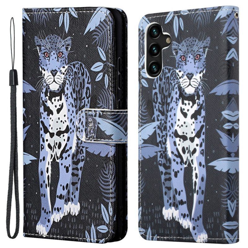 Kotelot Samsung Galaxy A13 5G / A04s Suojaketju Kuori Strappy Leopard