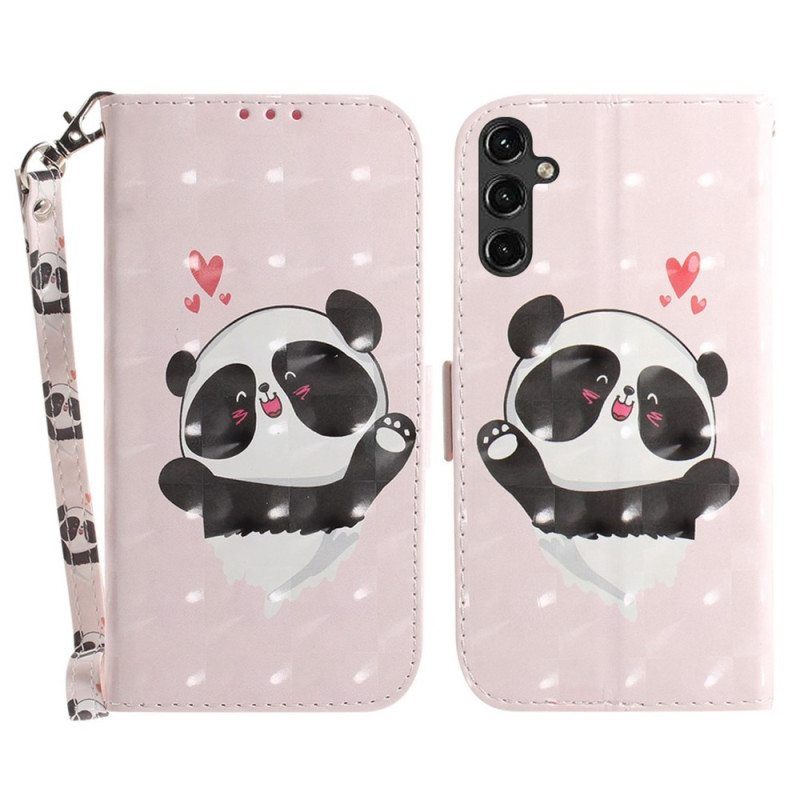 Kotelot Samsung Galaxy A14 / A14 5G Suojaketju Kuori Panda Love With Lanyard