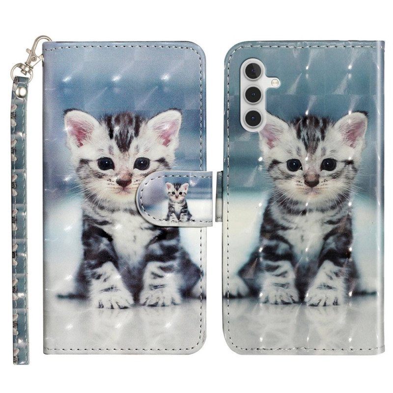 Kotelot Samsung Galaxy A14 / A14 5G Suojaketju Kuori Strappy Kitten